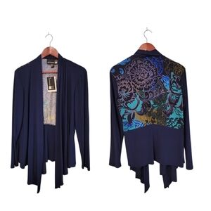 Antthony Original Blue‎ Floral Open Festive Cardigan Womens Size Medium New